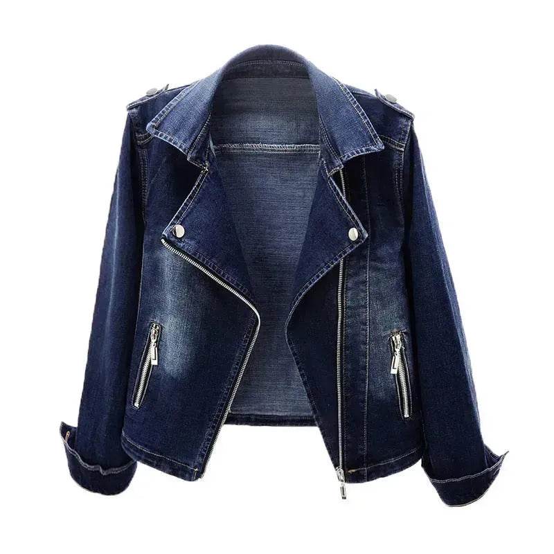 Slim Fit Stretch Suit Collar Denim Coat For Women Blue Denim Jacket for women - EX-STOCK Canada