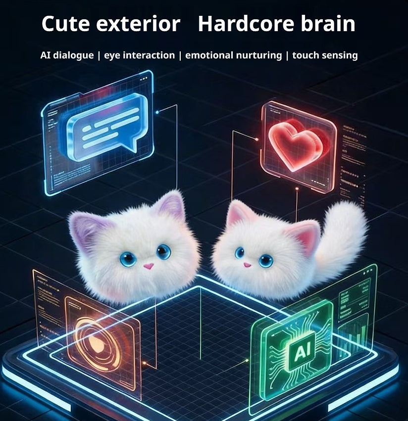 Interactive AI Cat Plush Toy – Rechargeable Electronic Pet