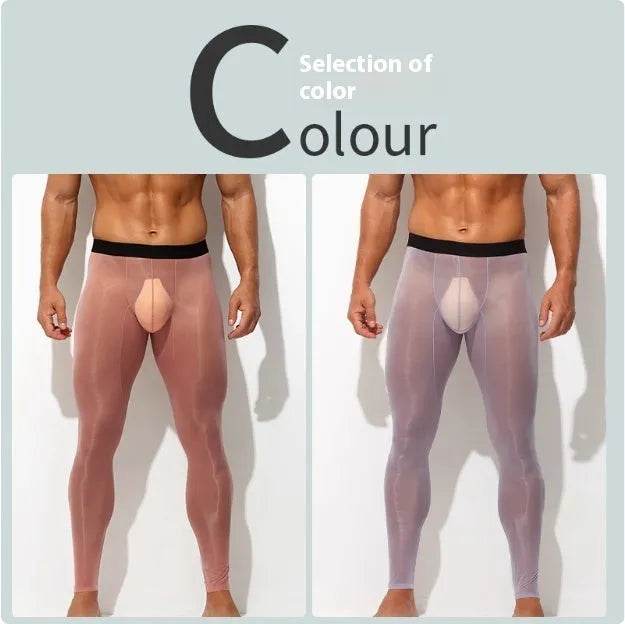 Men's Ultra thin Ice Silk Long John Skinny Flesh Nude Reflective Slim Leggings - EX-STOCK Canada
