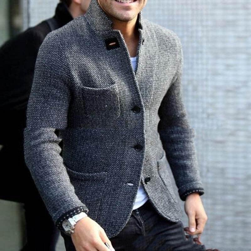 Cardigan épais à manches longues, coupe slim, col montant chaud, chemise décontractée à porter en sous-vêtementEX-STOCK Canada
