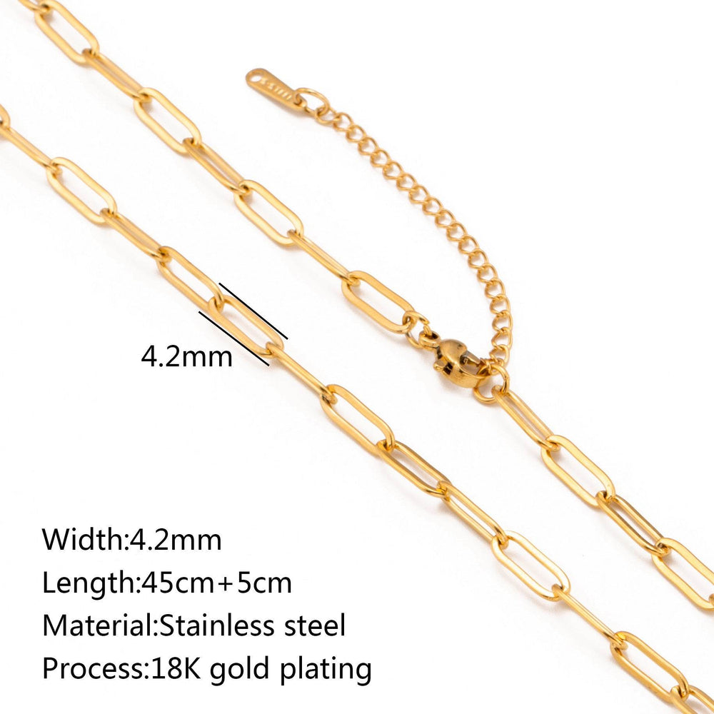 Stainless Steel Vacuum Vapor Plating 18K Gold Color Protection Lip Chain Necklace - EX-STOCK Canada