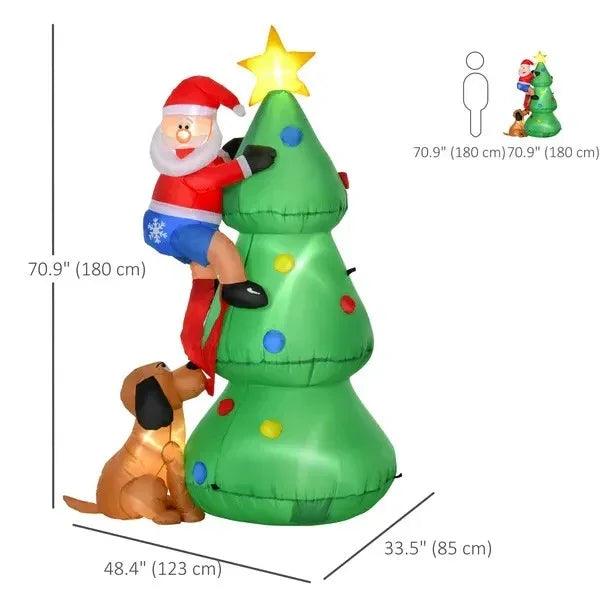 5.9ft Inflatable Christmas Tree, Santa Claus, Dog, LED Lights, Indoor, Outdoor, Home, Garden, Lawn, Decoration EX-STOCK Canada