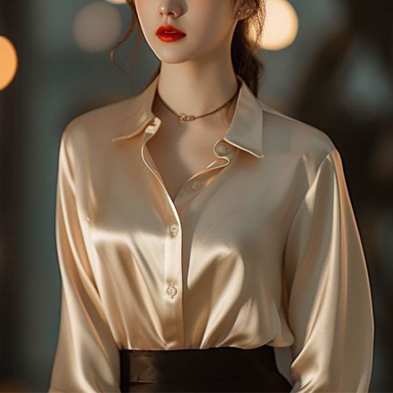 Professional Office Business Retro Unique Chic Satin Silk Blouse shirt Top for women - EX-STOCK Canada