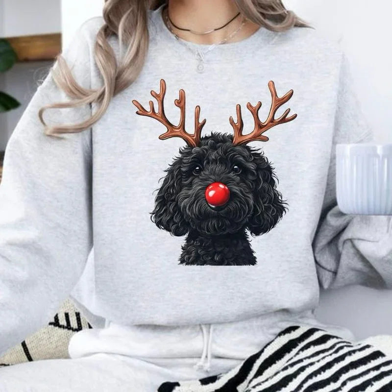 Women's Creative Round-neck Christmas Reindeer Dog Sweatshirt EX-STOCK Canada
