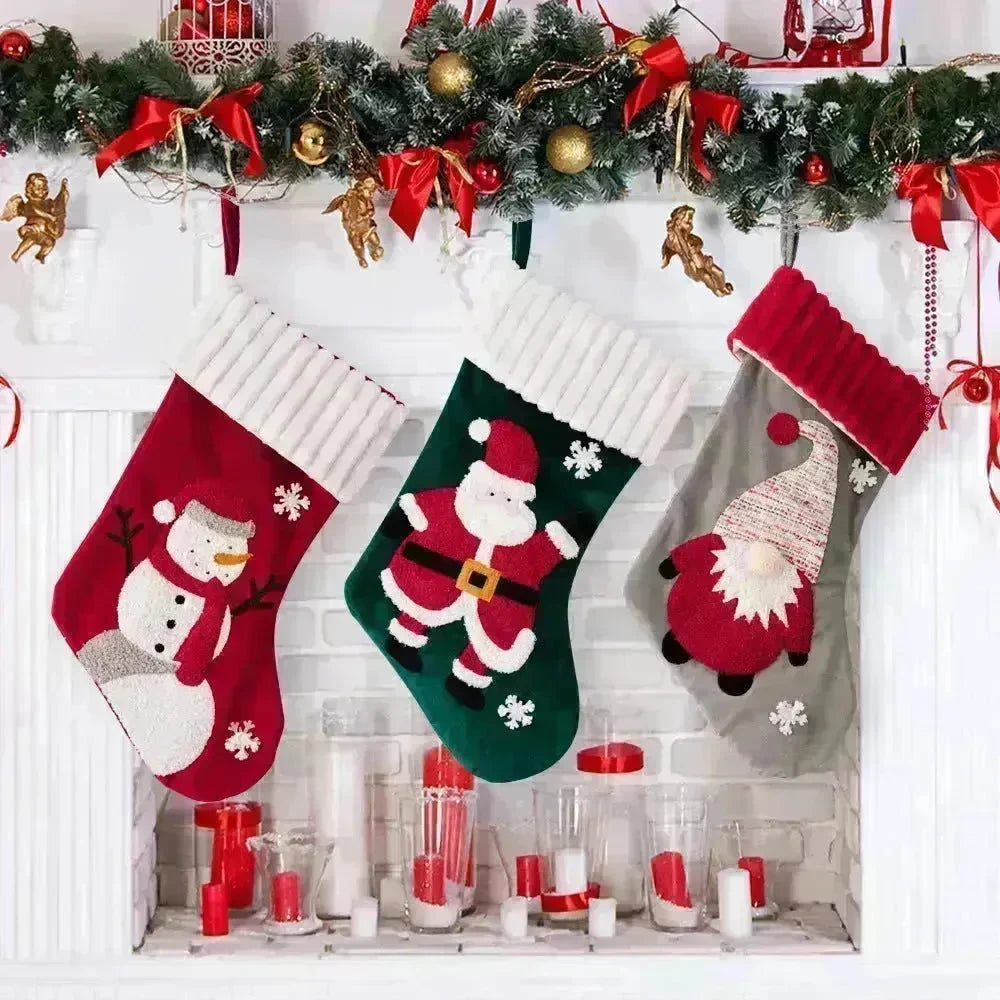 Christmas Decorations Gold Velvet Patch Christmas Stockings - EX-STOCK CANADA