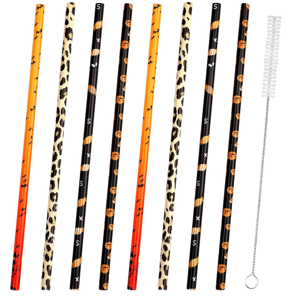 40 Pack Of 9 Inch BPA-Free Halloween Reusable Straws With Colorful Stripe Print Hard Straws For Mason Jars, Mason Glasses, Home Or Party Use, Comes With A Cleaning Brush-Selling On Amazon Is Prohibite - EX-STOCK Canada