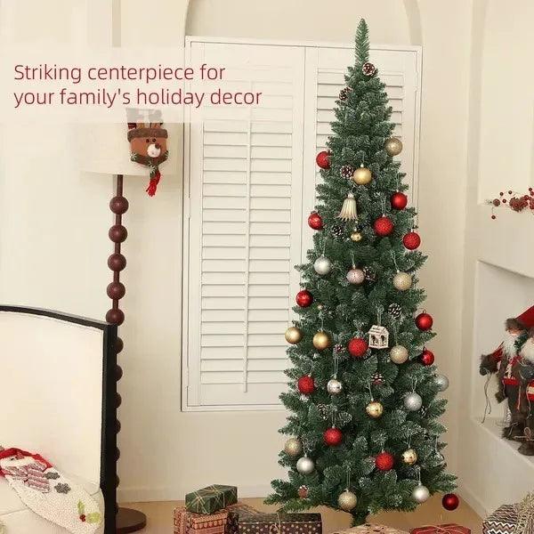 6ft Artificial Pencil Christmas Tree With 618 Branches, Pinecones, Metal Stand, Realistic Xmas Tree For Home EX-STOCK Canada
