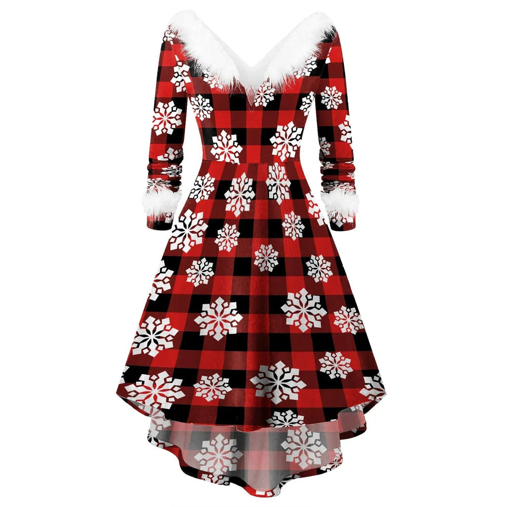 Women's Christmas Long Sleeve V-neck Irregular Dress EX-STOCK Canada