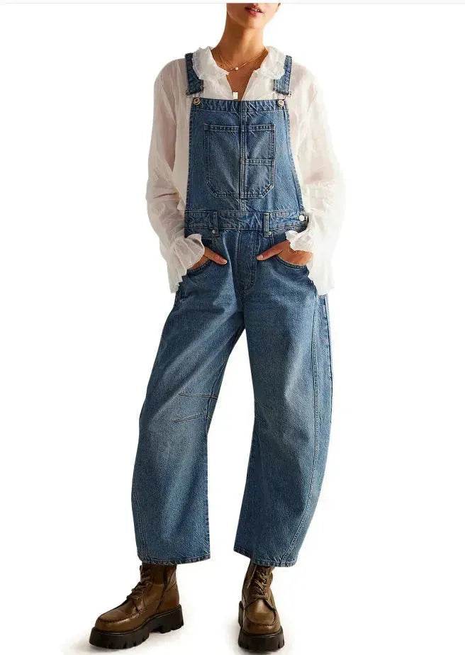 Casual Loose Denim Overalls Street Jeans Jumper Pant Denim Jumper for Women - EX-STOCK Canada