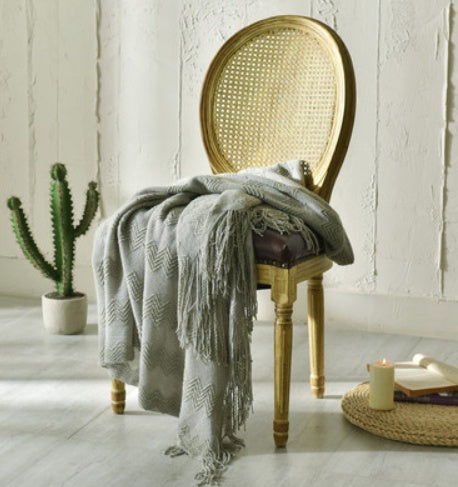 Fringed Knitted Small Blanket Napping Blanket Sofa Blanket EX-STOCK Canada