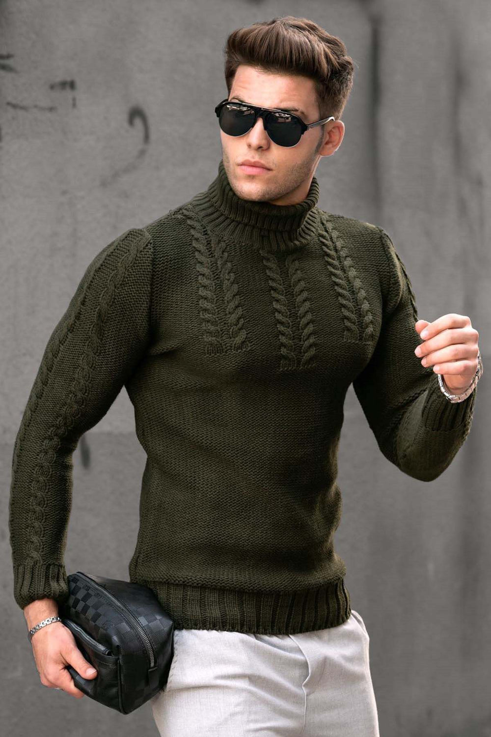 Men's Turtleneck Twisted Long-sleeved Sweater Thermal Head Cover EX-STOCK Canada