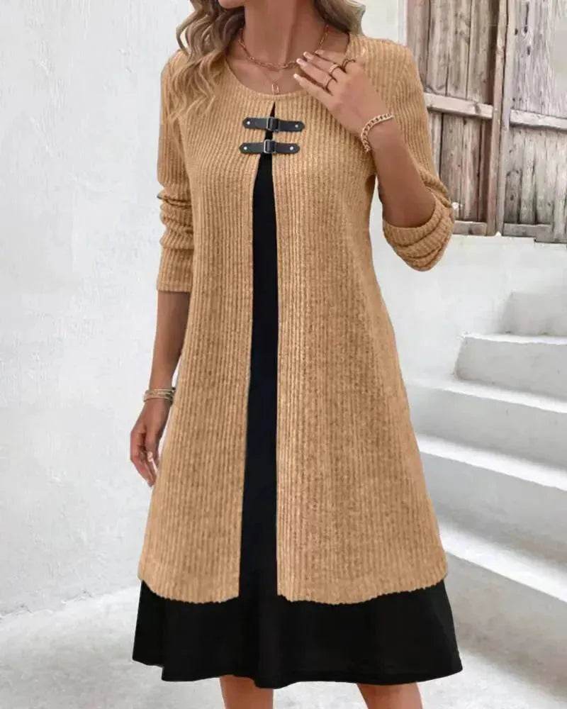 Winter Cashmere Slim Fit Midi Flared Sweater Dress - EX-STOCK Canada