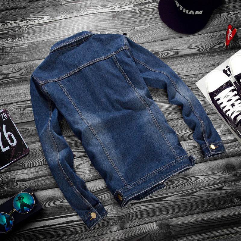 Fashion lapel men's denim jacket jacket men casual Jeans - EX-STOCK Canada