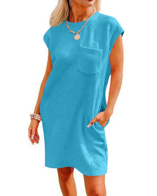 Summer Round-neck Short-sleeve Dress With Pockets Fashion Casual Loose Sports Dresses For Women Clothing - EX-STOCK Canada