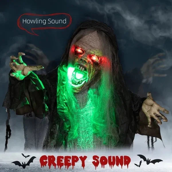 6' Life Size Decoration Animatronic Green Big-mouth Monster Outdoor Halloween, Sound And Motion Activated EX-STOCK Canada