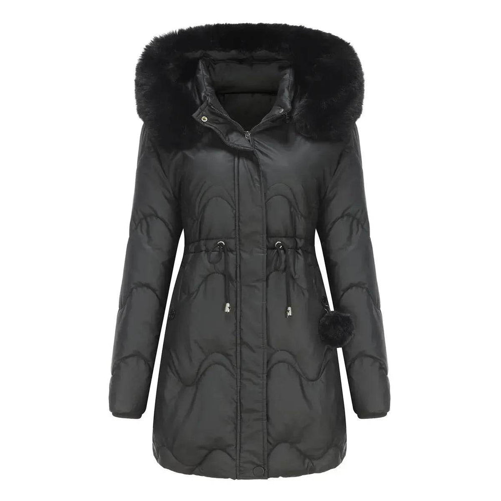 Autumn Winter Fur Collar cotton padded long winter jacket for women - EX-STOCK Canada