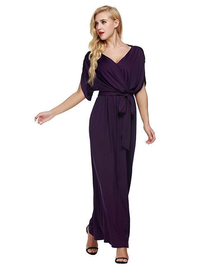 4XL Big Size Dress Elegant Women Long wrap Dresses Summer Dresses - EX-STOCK Canada