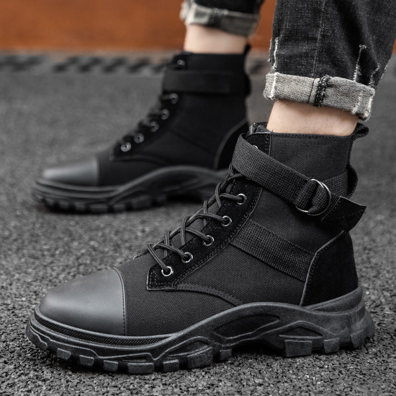 Men's High-Top Canvas Martin Boots – Tactical Lace-Up | Black, Khaki, Grey, Beige | EU 39–44