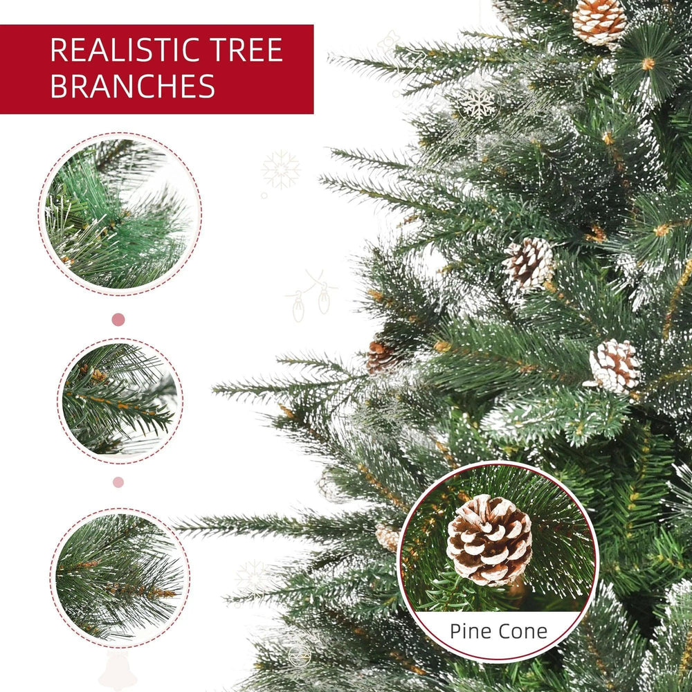HOMCM 6FT Artificial Christmas Snow Pine Tree Holiday Home Xmas Decoration With Automatic Open, Pinecone, Green EX-STOCK Canada