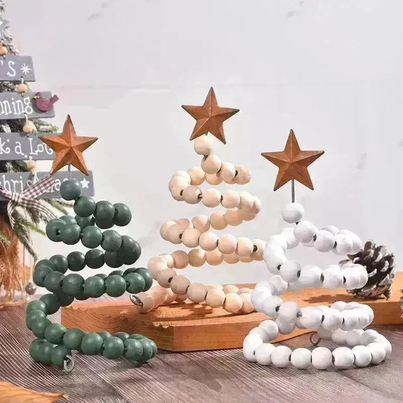 Creative Wooden DIY Twine Wooden Bead Christmas Tree decorations Ornaments - EX-STOCK CANADA