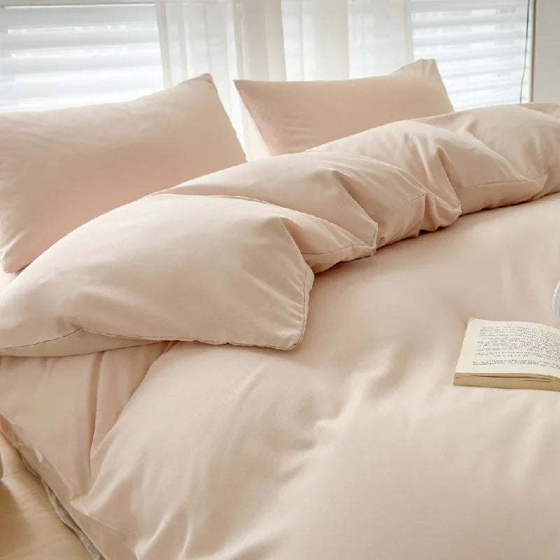 Juego de cuatro piezas de color sólido con funda nórdica simple de lavado y lijadoEX-STOCK Canada