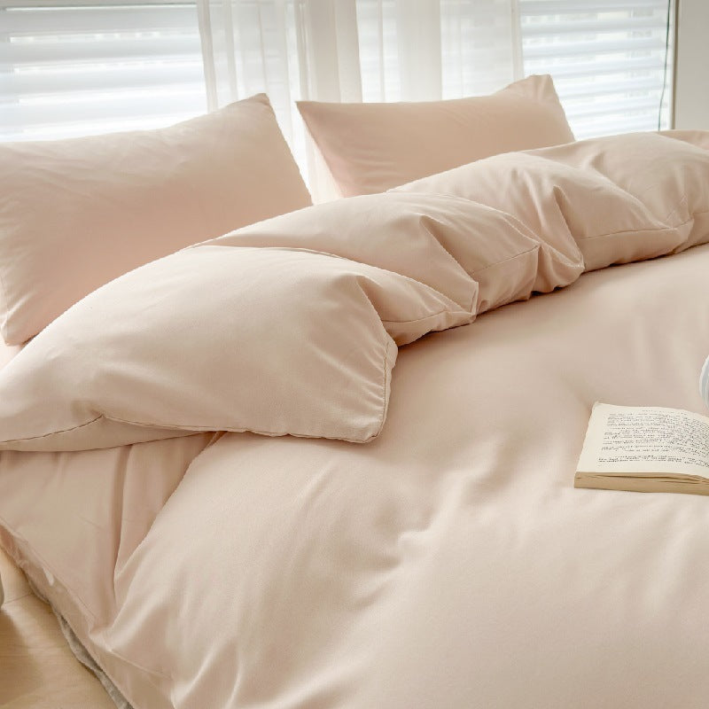 Solid Color Four-piece Set Simple Washed Sanding Duvet Cover EX-STOCK Canada