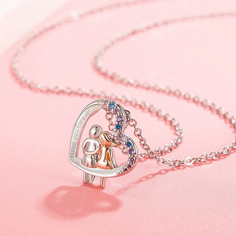 Love Couple Necklace With Colorful Rhinestones Fashion Creative Heart-shaped Necklace For Valentine's Day Gift - EX-STOCK Canada