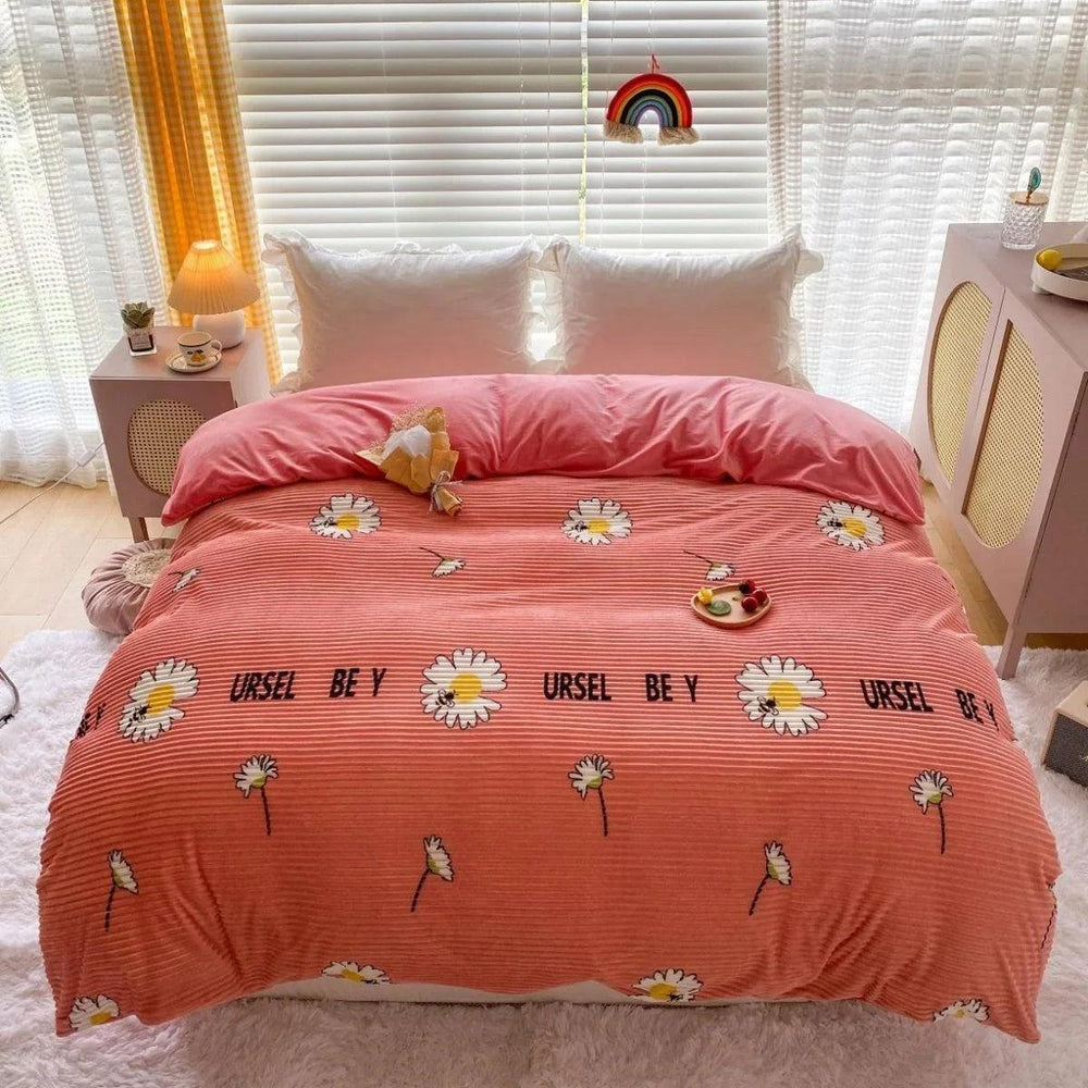 Double-sided Warm Coral Fleece Duvet Cover EX-STOCK Canada