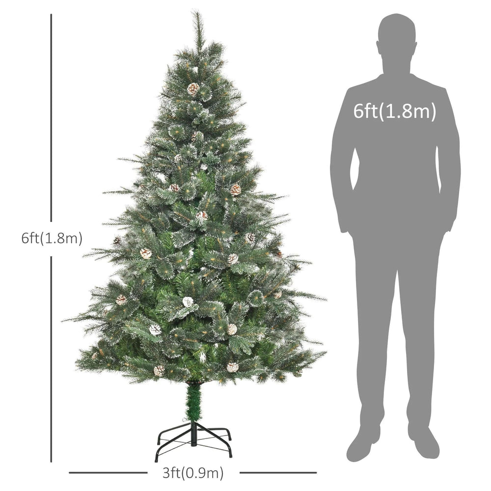 HOMCM 6FT Artificial Christmas Snow Pine Tree Holiday Home Xmas Decoration With Automatic Open, Pinecone, Green EX-STOCK Canada
