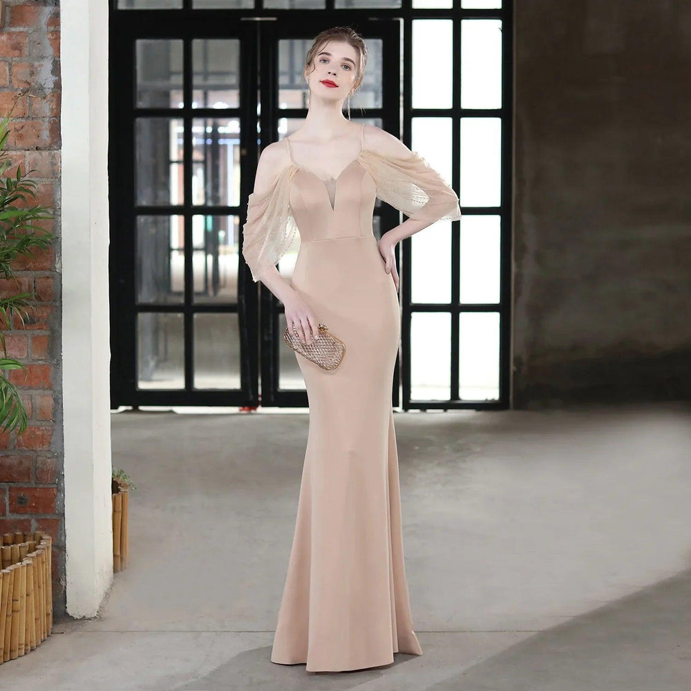 Bride Long Suspender Appreciation Dinner Party Slim-fit Fishtail Skirt Dress EX-STOCK Canada