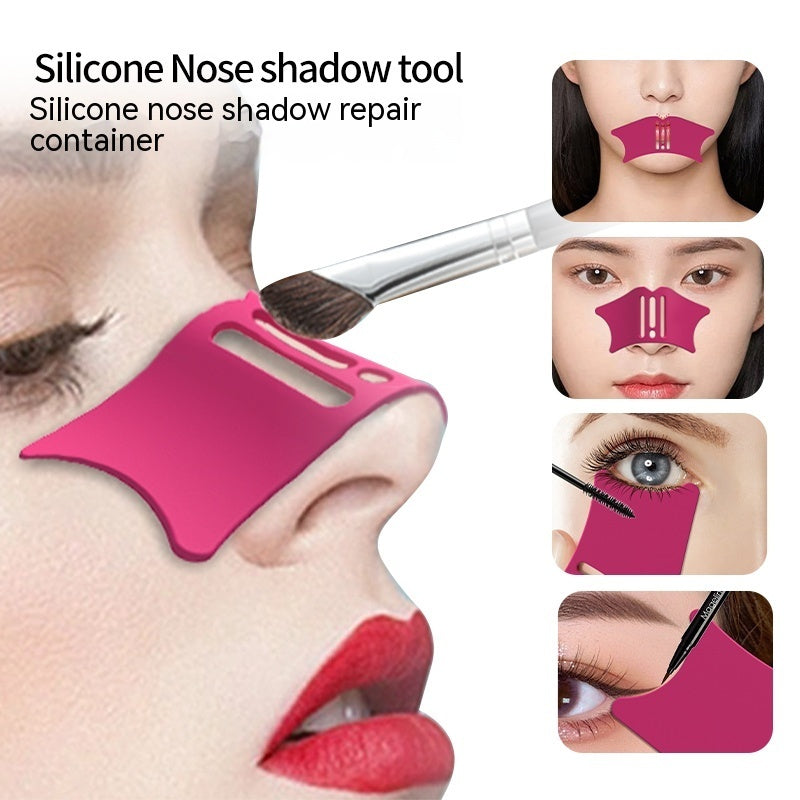 Silicone nose shadow tool with various uses on a white background