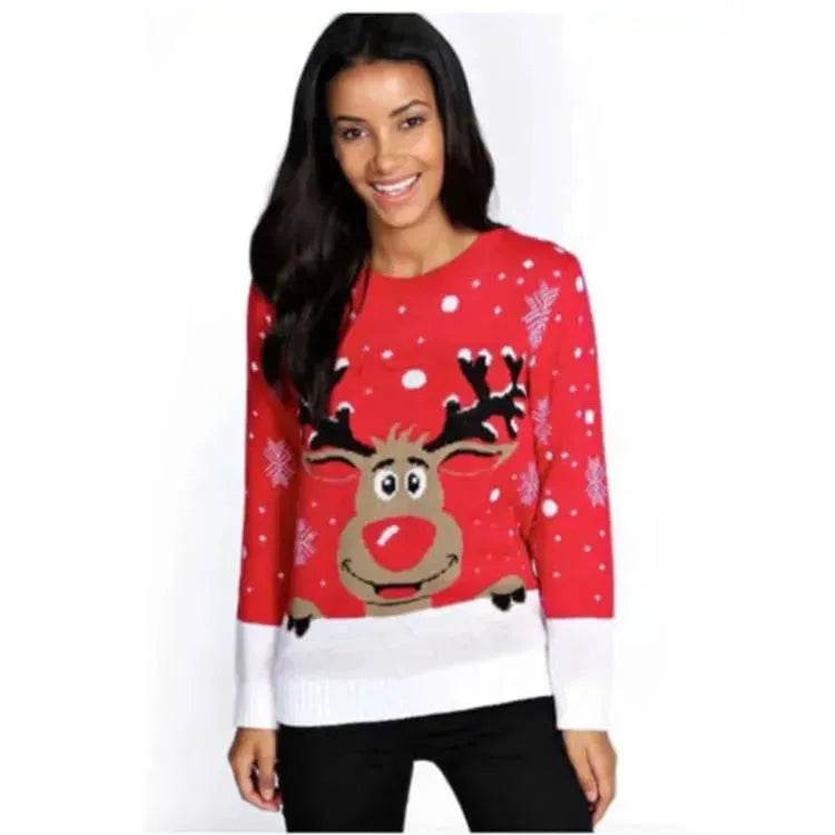 Christmas fawn deer jacquard Cashmere sweater - EX-STOCK Canada