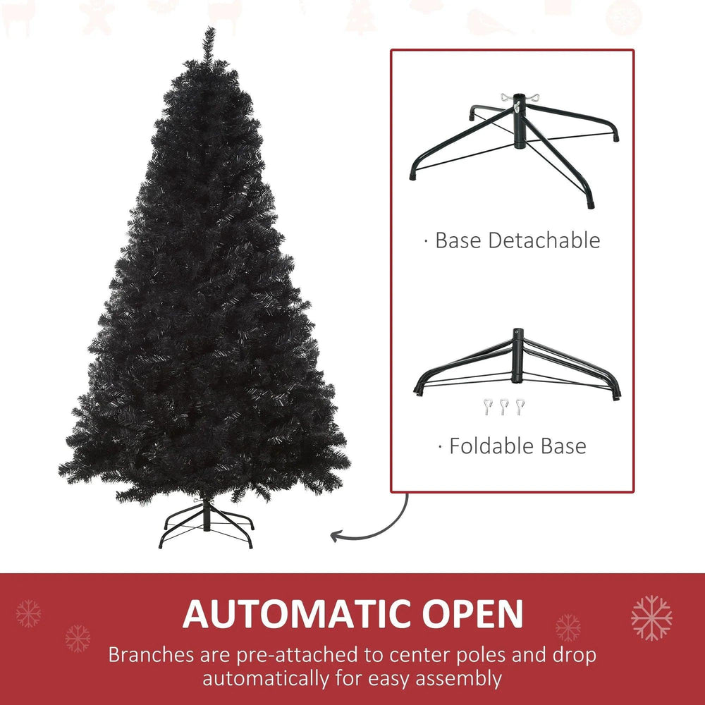 6ft Artificial Christmas Tree Unlit Douglas Fir With Realistic Branch Tips, Black Halloween Style EX-STOCK Canada