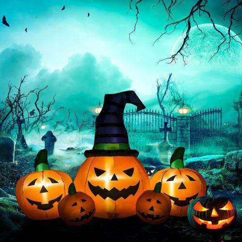 Outsunny 73L Inflatable Halloween Decoration,5 Pumpkin, Blow Up Outdoor LED Yard Display, Waterproof - EX-STOCK Canada
