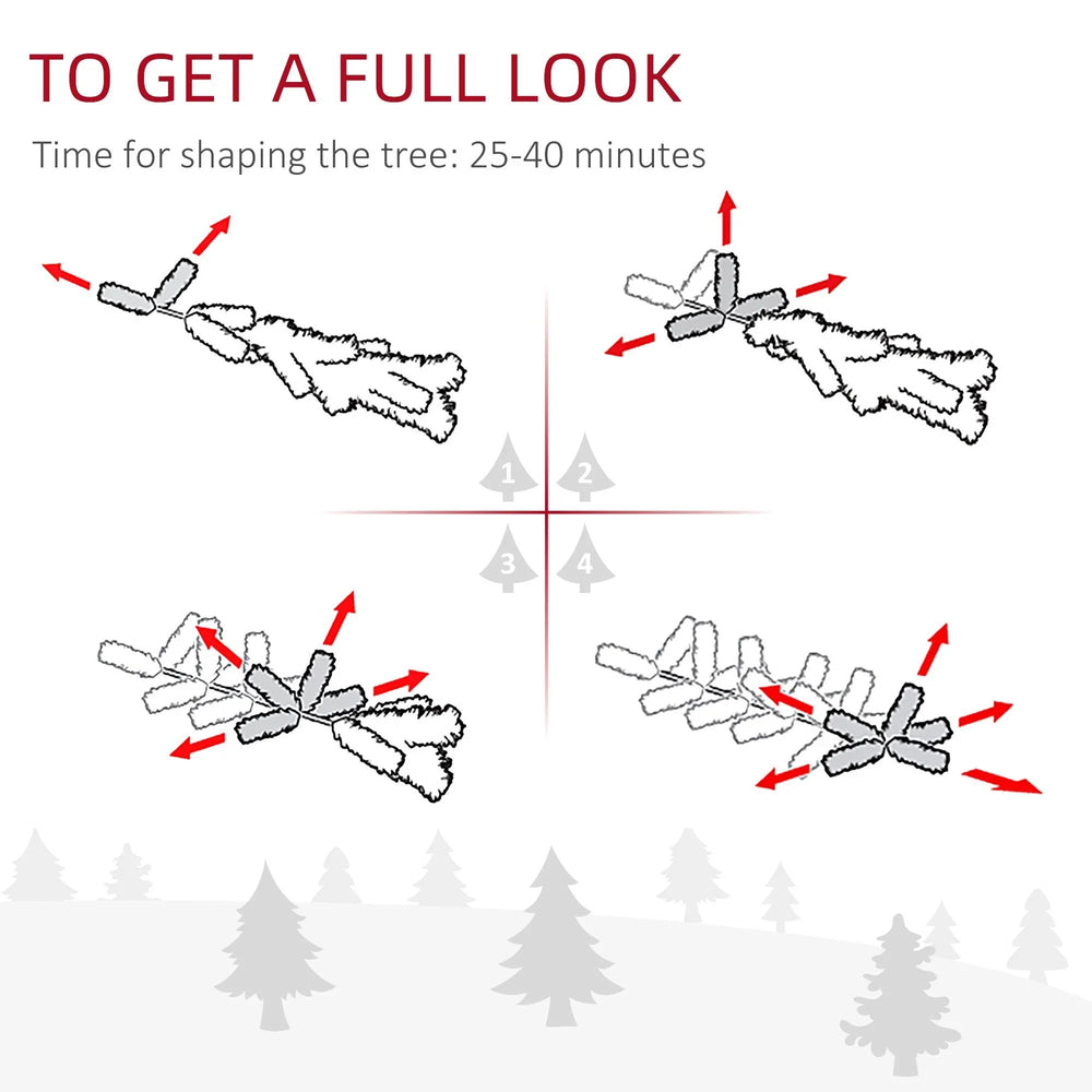 6ft Flocked Christmas Tree, Pencil Christmas Tree With Realistic Branch Tips, Folding Metal Stand, Green EX-STOCK Canada