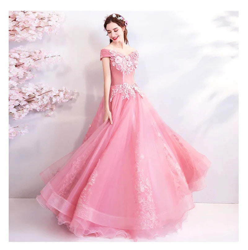 Off-shoulder Bridal Floor-length Yarn Wedding Toast Dress Wedding Dinner Dress EX-STOCK Canada