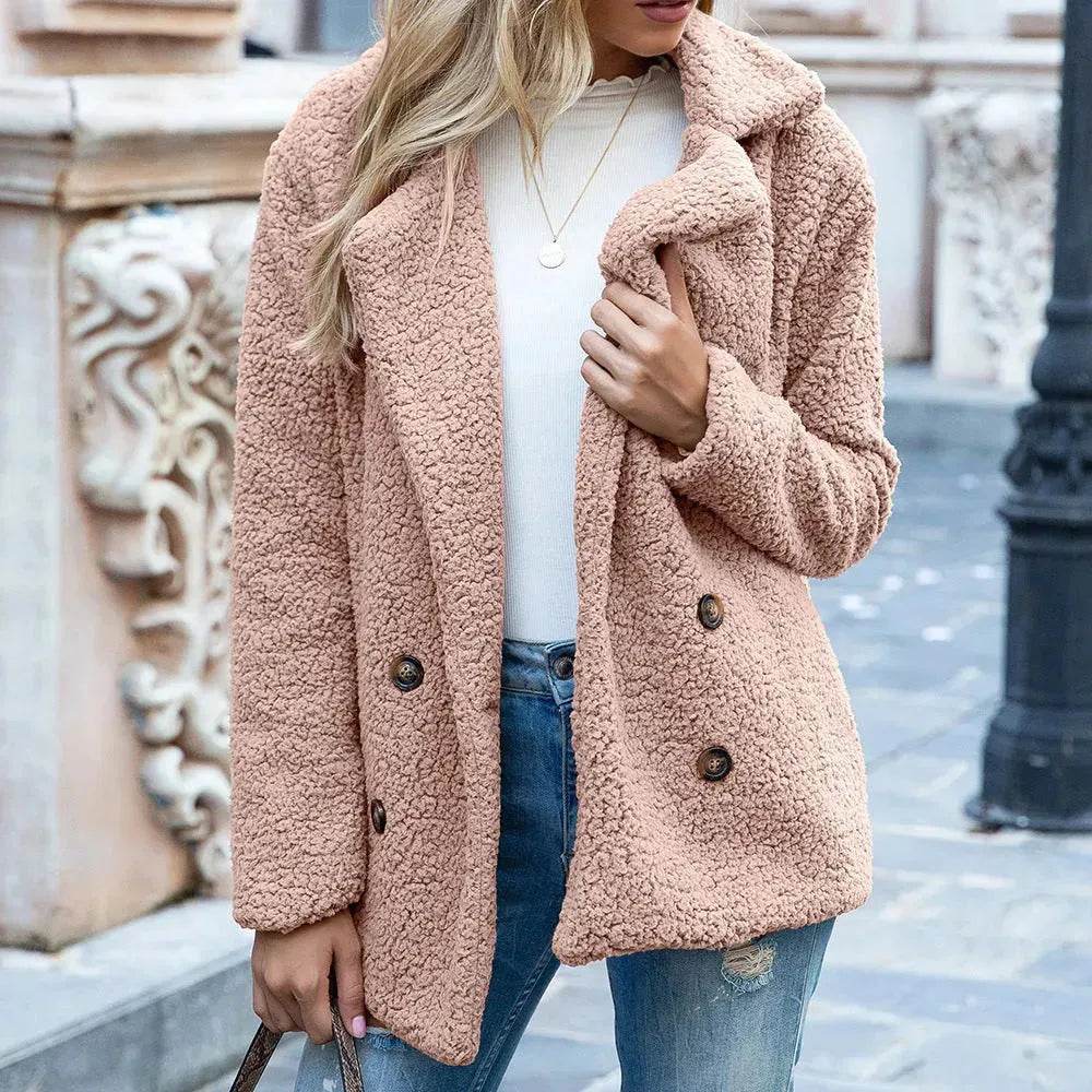 Lapel Winter Fleece Fluffy Jacket Cardigan Sweater for women - EX-STOCK Canada