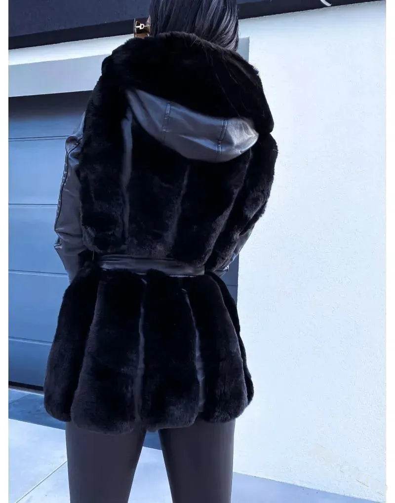 New Style Fur Belt Belt Hooded Zipper vest sleeveless Winter Jacket for women - EX-STOCK Canada