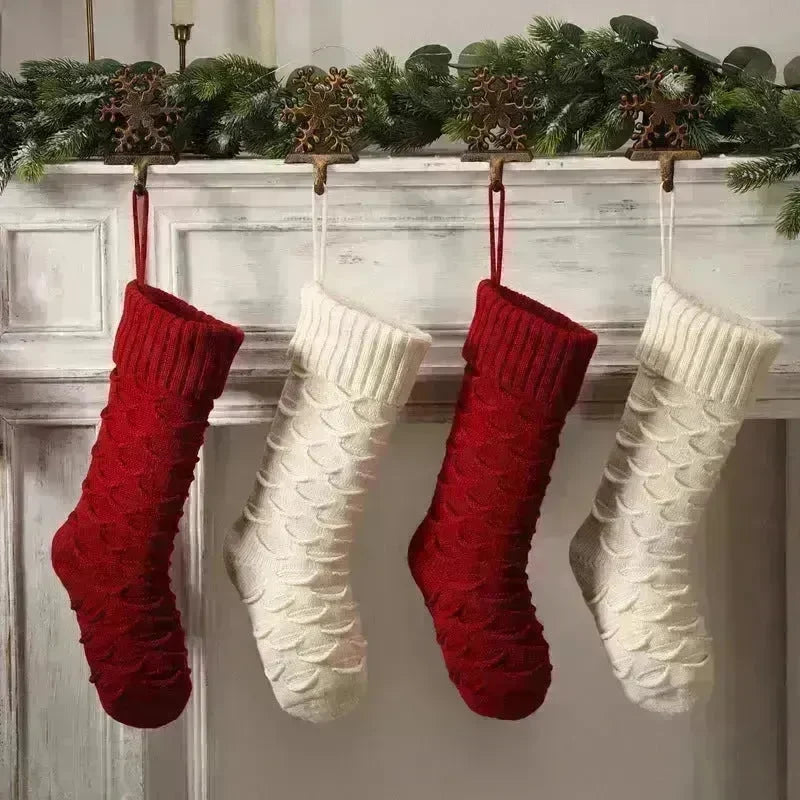 Christmas Gift Bag Decorative Socks Knitted Hanging Decoration - EX-STOCK CANADA