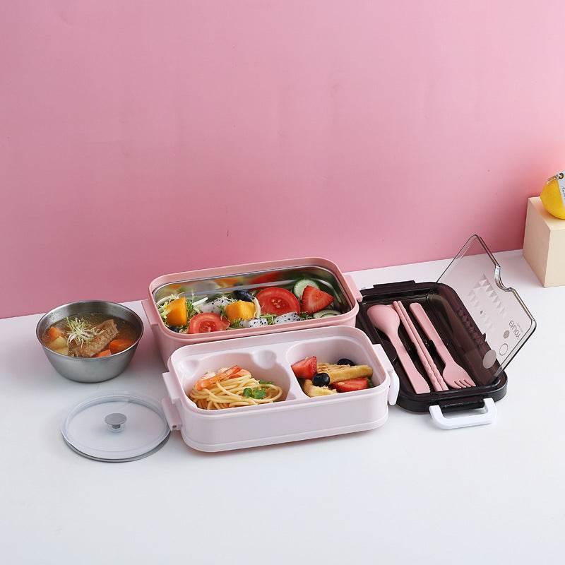 Insulated Stainless Steel Double-Layer Lunch Box for Work & School - EX-STOCK Canada