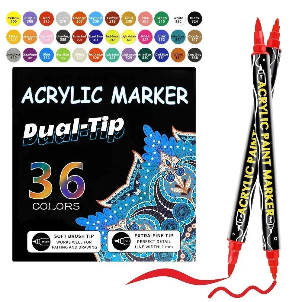 Acrylic Marker Pen Double-headed Stackable Water-based Paint Brush Paint Marker and Highlighter - EX-STOCK Canada