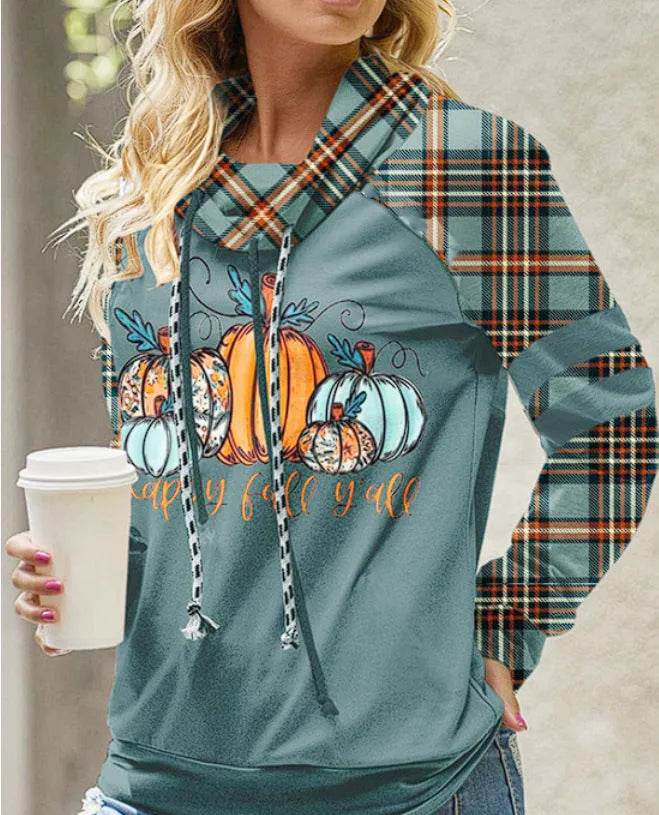 New Fashion Women's Pile Collar Printed Hoodie Pullover Top - EX-STOCK Canada