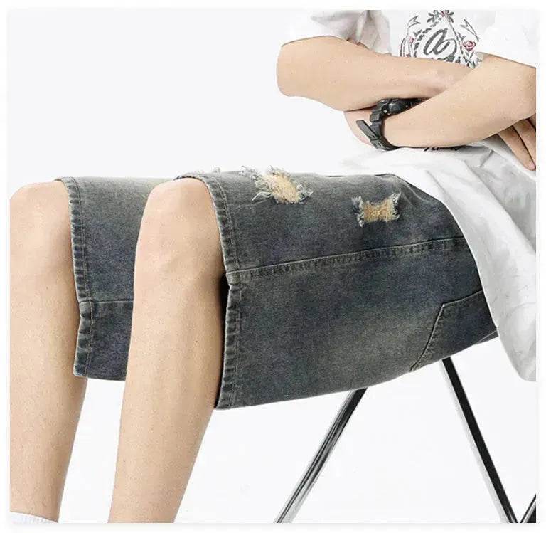 American Washed Make Old Ripped Denim Shorts Men Street Hip pop Fashion mens jean shorts - EX-STOCK Canada