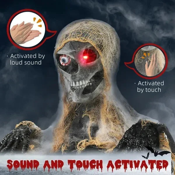 Halloween Animated Mummy With Glowing LED Eyes, Animatronic Halloween Decoration, Battery Operated EX-STOCK Canada