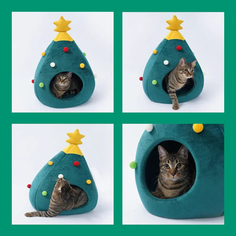 Letto per animali a forma di albero di Natale, nido invernale caldo per animali, casa per gatti, forniture per caniEX-STOCK Canada