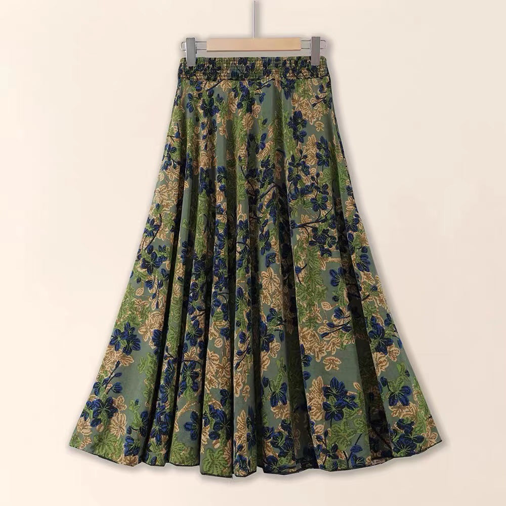 Floral patterned skirt on a beige background