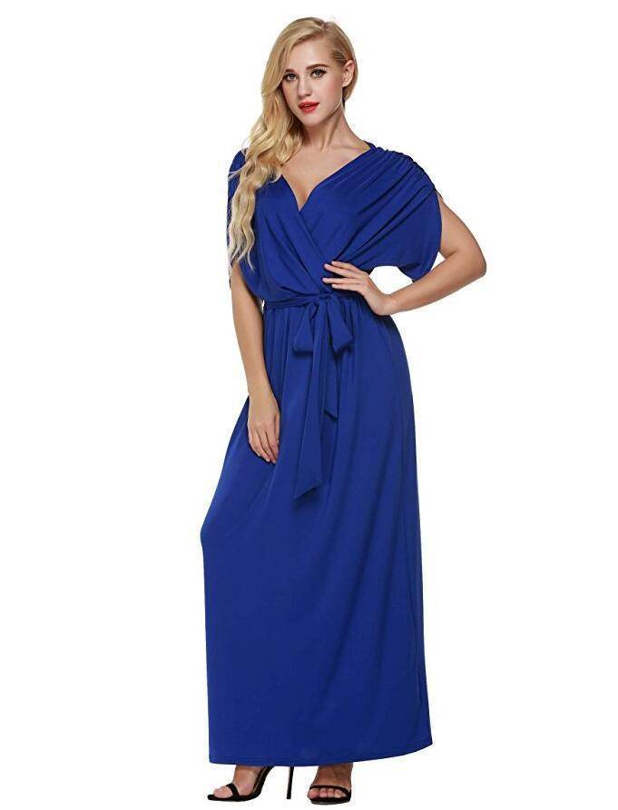 4XL Big Size Dress Elegant Women Long wrap Dresses Summer Dresses - EX-STOCK Canada