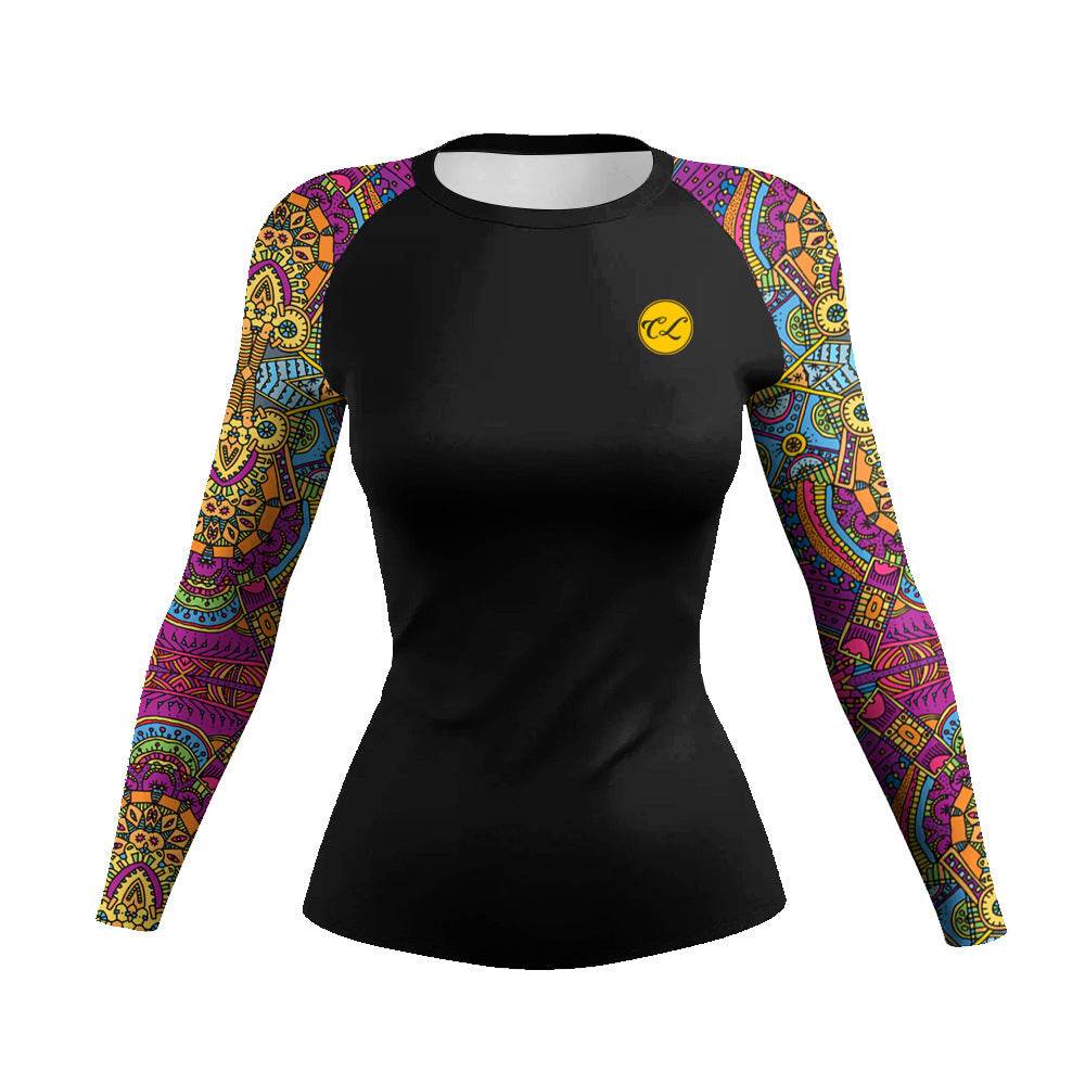 Printed Slim Fit Long Sleeve Workout Tops for Women - EX-STOCK Canada