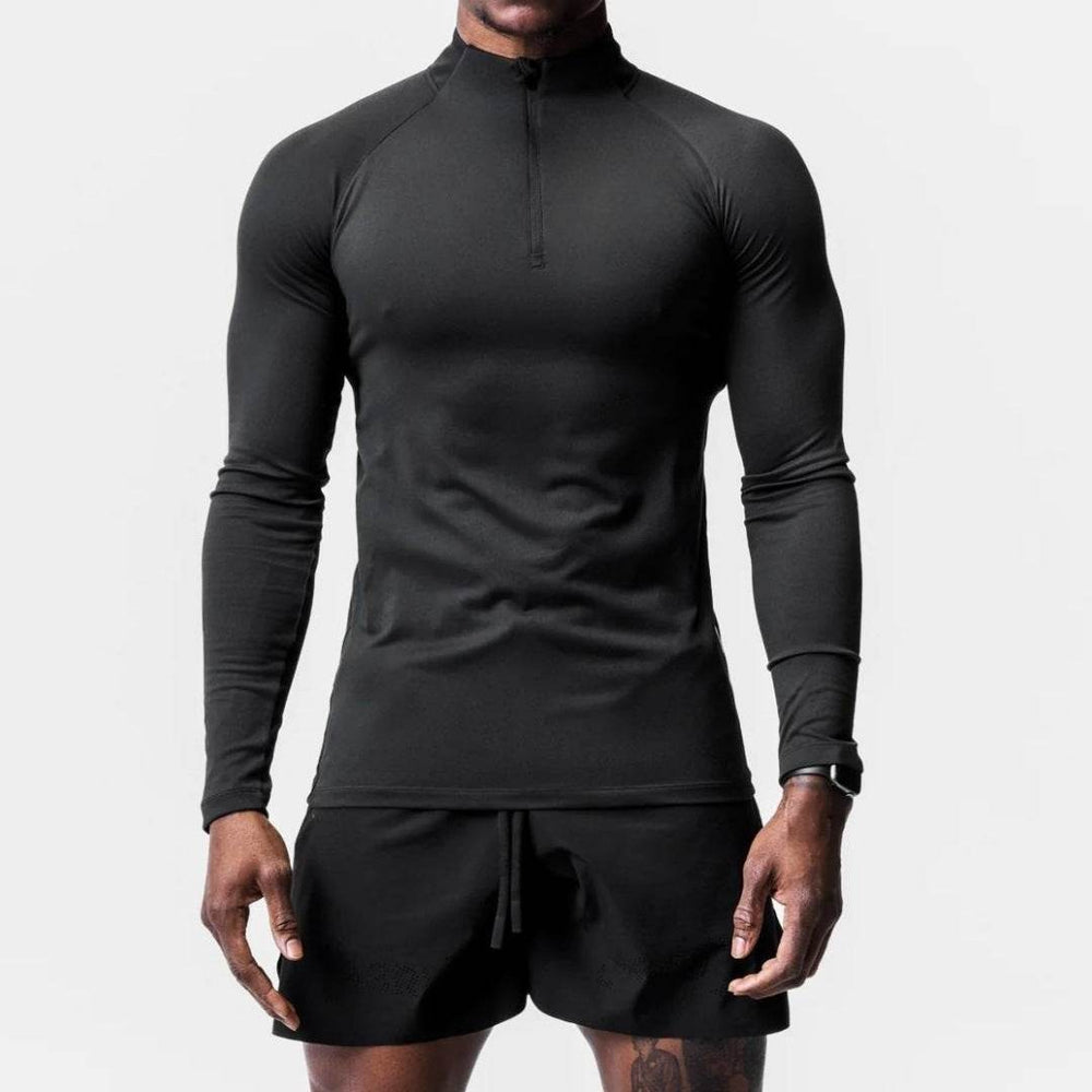 Men Quick Drying Long Sleeve Half Zip Activewear Muscle Fitted shirt Workout Gym T-shirt Top - EX-STOCK Canada