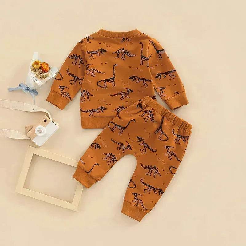 Infant Toddler Bone Dragon Floral Print Long Sleeve Pullover Trousers Two-piece Set In Stock Wholesale - EX-STOCK Canada